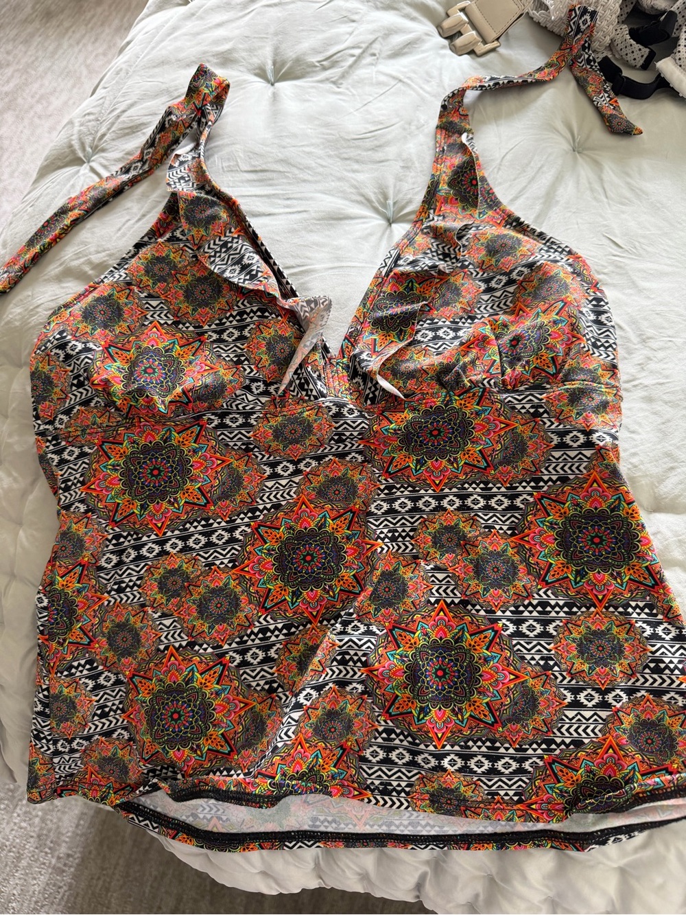 Multicolor Mandala-Print Halter Camisole Top
